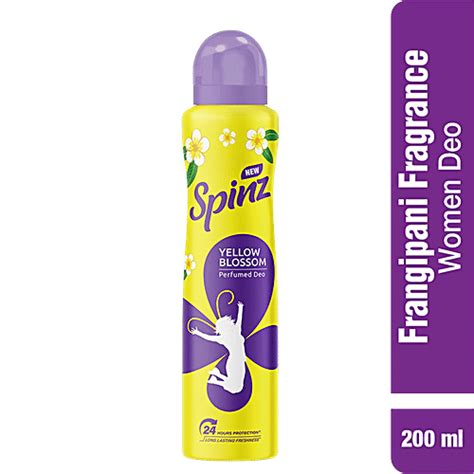 Buy Spinz Yellow Blossom Perfumed Deo - Firangipani Fragrance, Long ...