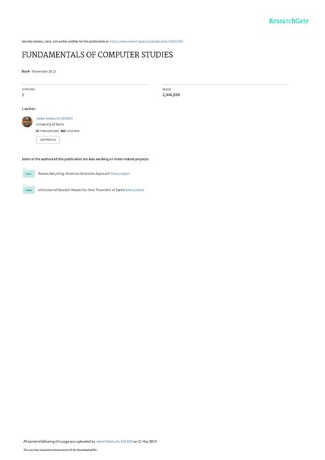 Fundamentalsof Computer Studies - See discussions, stats, and author ...