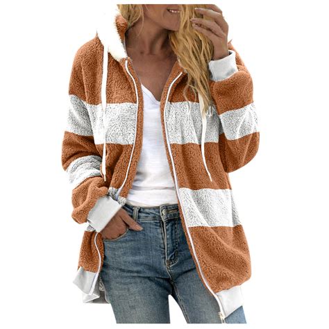 Fashion Women's Zipper V-Neck Pullover Tops Long Sleeve Hooded Blouse ...