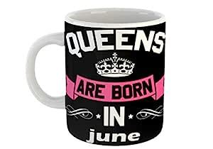 Buy MM9E Ceramic Gift for Queens Who Born in June Happy Birthday Coffee ...