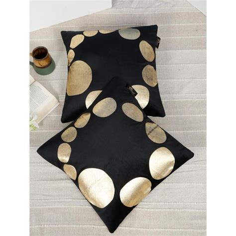 Buy HOSTA HOMES Soft Velvet Golden Foil Graphic Printed Cushion Covers ...