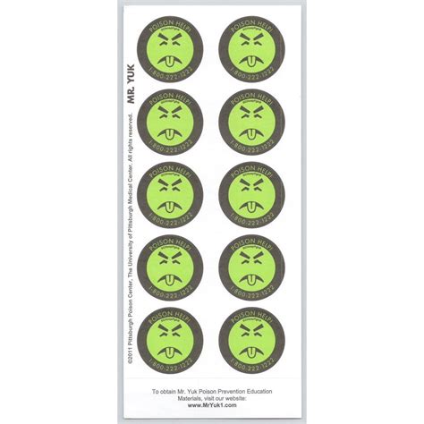 Mr. Yuk Stickers 10 Stickers 1 Sheet Poison Prevent Yuck - Etsy