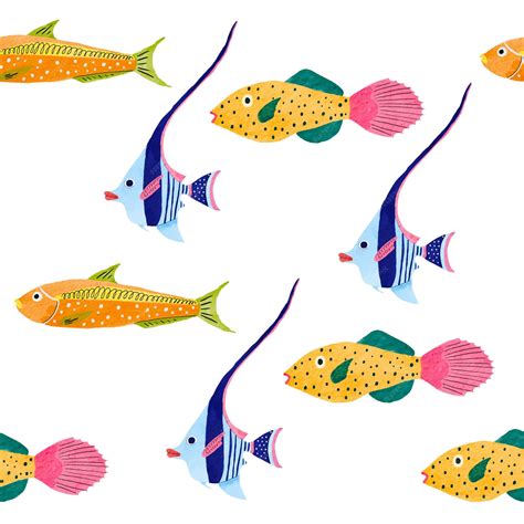 Premium Vector | Vector cute tropical fish pattern illustration. Bright ...