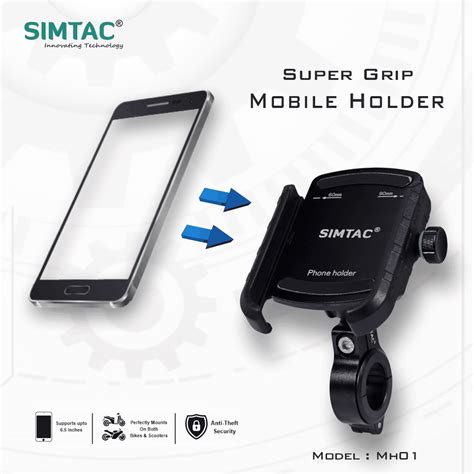 SIMTAC Super Grip Mobile Holder For Bikes/ Scooters / Bicycle | MH01 ...