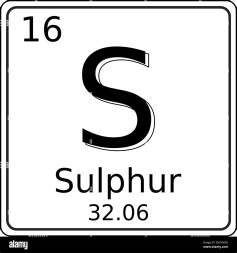 Black and white vector graphic of the symbol of the Sulphur (S) element ...