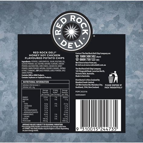 Red Rock Deli Potato Chips Multipack Honey Soy Chicken - Deli Style 28g ...