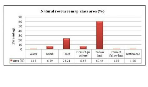 Draw bar graph showing percentage of different natural resources on ...