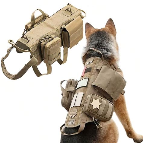 Tactical Dog Harness With Pouches, Adjustable Military Dog Vest Harness ...
