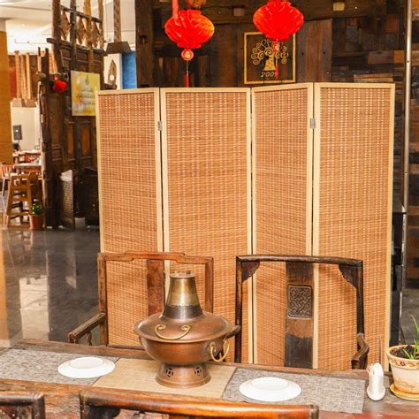 YATAI Bamboo wooden Room Dividers and Folding Privacy Screens 4 Panel ...