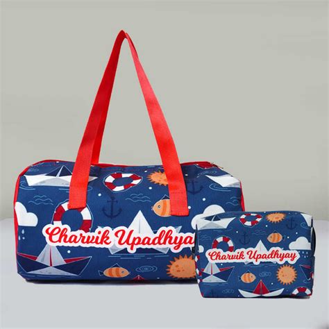 Personalised Duffle Bag & Box Pouch Kids Gift Combo