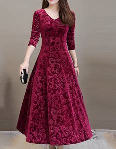 ARSH LIFESTYLE Women A-line Maroon Maxi/Full Length Dress - Buy ARSH ...