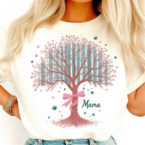 Boho Family Tree Mama Shirt, Rooted In Love Tree Shirt, Pink Bow Willow ...