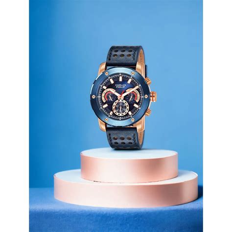 Buy Carlos Philip Mens Analog Blue Watch with Leather Band (M) Online