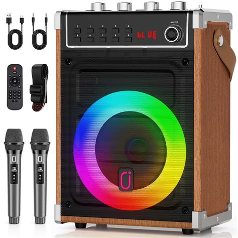 JYX Karaoke Machine with 2 UHF Wireless Microphones, Bass/Treble ...