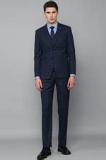 Buy Men Navy Slim Fit Check Formal Three Piece Suit Online - 805317 ...