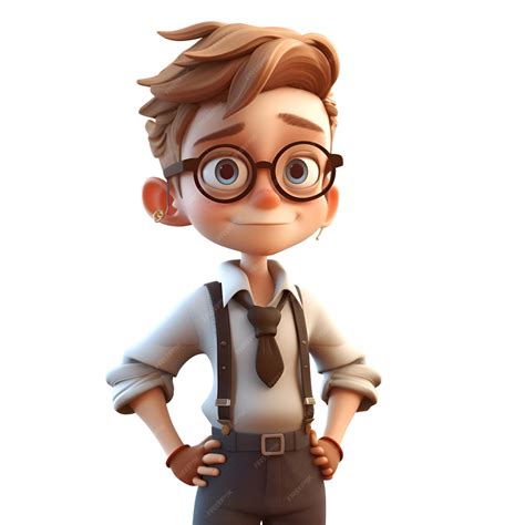 Premium AI Image | 3D Render of Little Boy with nerd eyeglasses and ...