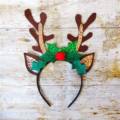 Adult Antler Headband Holly Reindeer Crown Deer Ears Novelty Christmas ...
