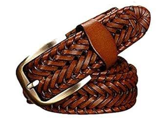 Zacharias Men's Braided Leather Belt Brown 001A : Amazon.in: Fashion