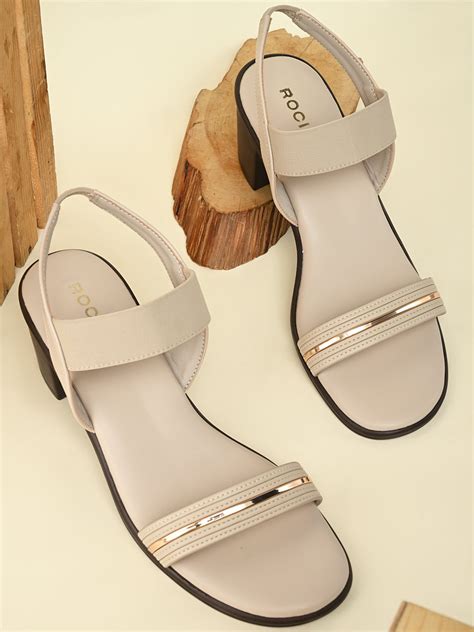 Shop Ivory Women Classic Block Heel Sandals 53084Ivory Online
