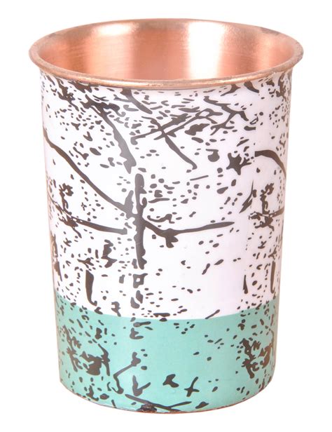 Pure Copper Glass Meena Design Printed Green Two Tone with White for O ...