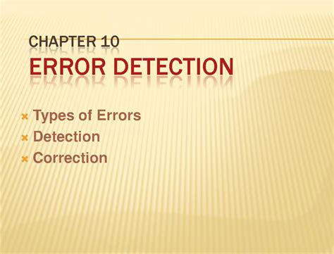 Network Error Detection: Chapter 10 Notes (Course Code: CA) - Studocu