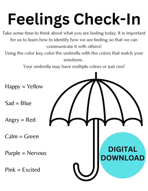 Feelings Check-in Mindfulness Worksheet Self-regulation Skills ...