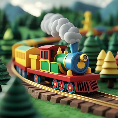 3d toy train set icon complete railway play set illustration logo ...