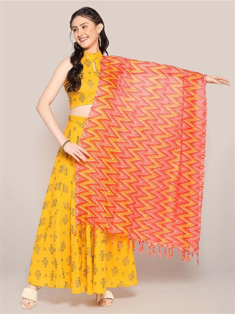 Kota Doria Dupatta with Digital Zig Zag Print Dupatta Bazaar