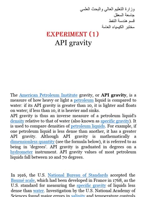 Image result for API Gravity Chart