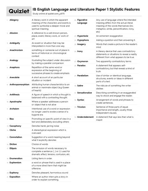 Paper 1 Stylsitic Devices 1l6et3z - Allegory A literary work in which ...