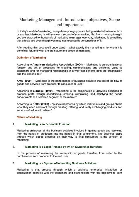 Unit 1-Marketing Management Notes-MBA I - Marketing Management ...