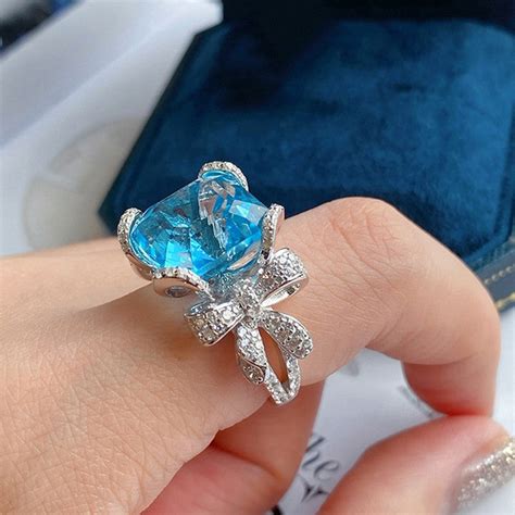 Silver Plated American Diamond Crushed Ice Cut Contemporary Finger Rin ...