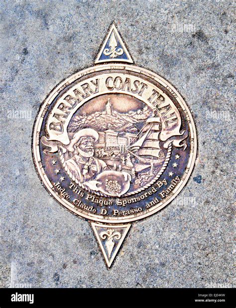 Plaque indicates historic "Barbary Coast Trail" historic quarter in San ...