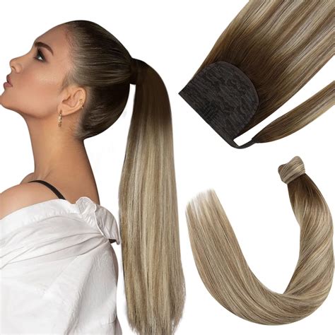 Amazon.com: Ve Sunny Clip in Ponytail Hair Extensions Balayage Dark ...