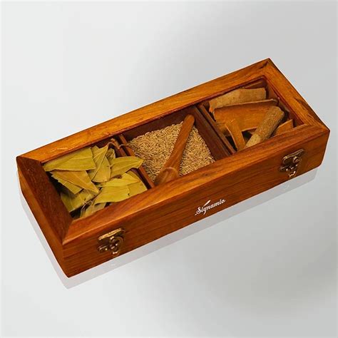 Buy SIGNAMIO® Wooden Spice Box with Detachable Containers and Spoon ...