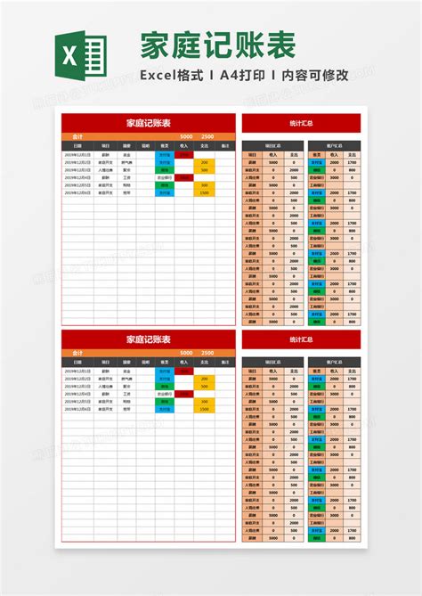 个人记账收支表Excel模板_千库网(excelID：135213)