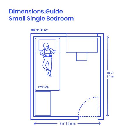 a bathroom with measurements for the small single bed and shower area ...