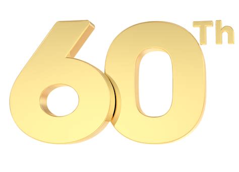 3d render feliz aniversário ouro número 60. 27523555 PNG