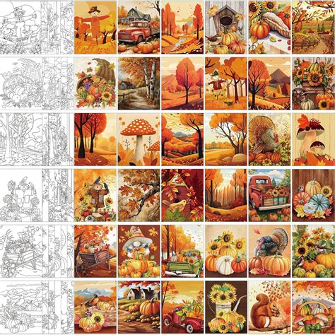 Amazon.com: Skyygemm 36 Pcs 8 x 10 Inch Fall Thanksgiving Pre Drawn ...