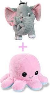 BRS_Soft_Toys elephant Soft Toys for Kids With Mini Reversible Octopus ...