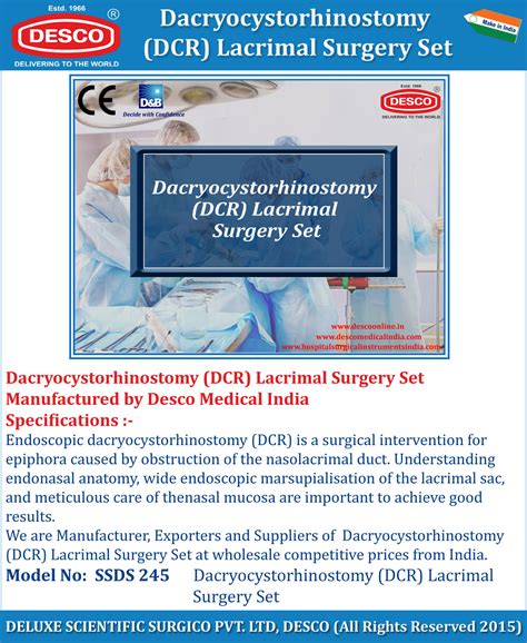 Desco | Dacryocystorhinostomy (Dcr) Lacrimal Surgery Set Manufacturer