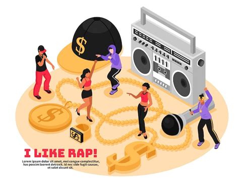 I like rap retro concept with cassette player microphone singing and ...
