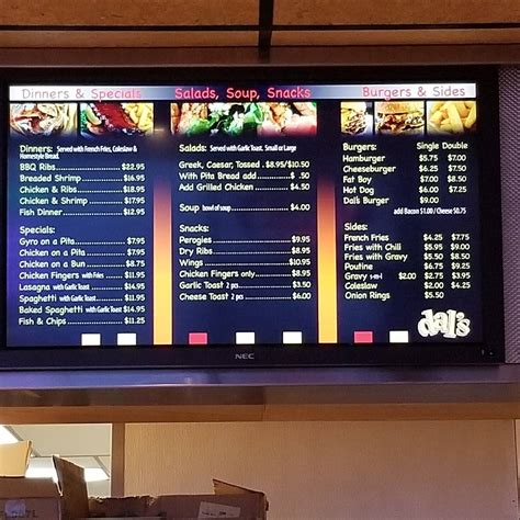 Menu at Dal's Restaurant & Lounge, Winnipeg, 701 Regent Ave W