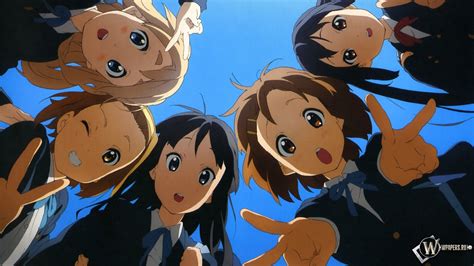 HD Wallpaper of K-ON! Girls: Ritsu, Mio, Tsumugi, Yui, and Azusa