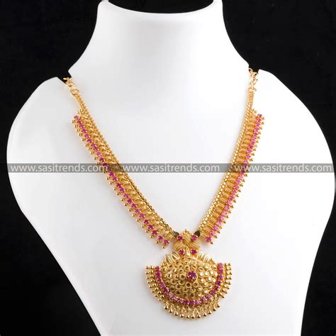 Sasitrends Micro Gold-Plated Necklace Set | Traditional Tilak Design ...
