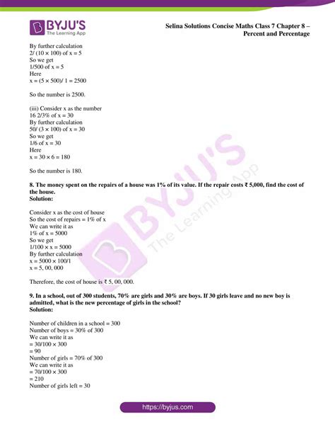 Selina Solutions Concise Maths Class 7 Chapter 8 Percent and Percentage ...