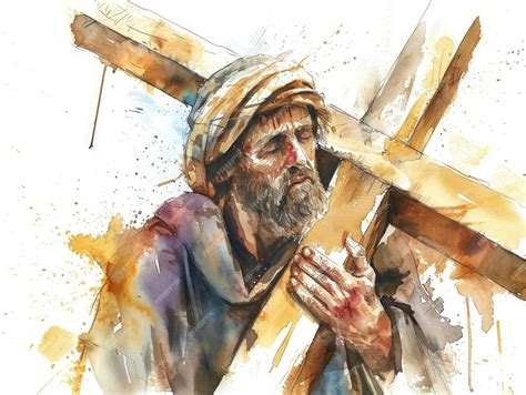 Premium Photo | Simon of Cyrene Carrying Jesus Cross AI Generated