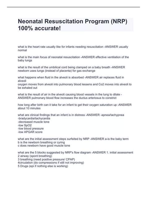 Neonatal Resuscitation Program (NRP) 100% accurate! - Neonatal ...