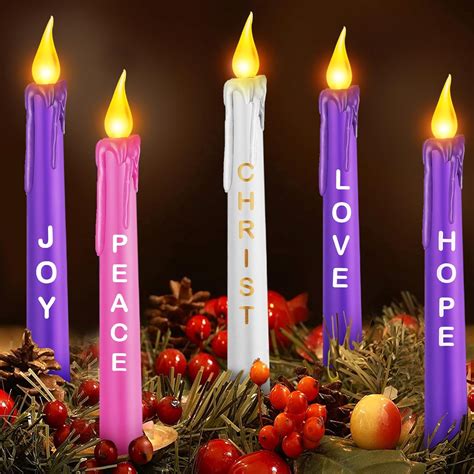 Amazon.com: 5 Pcs LED Flameless Advent Candle Set Christmas Advent ...