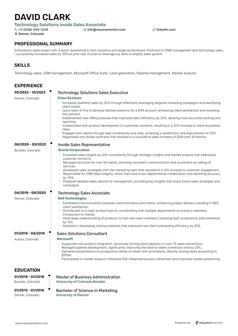 Inside Sales Resume Example - Free to Edit ATS-Friendly PDF - 2025